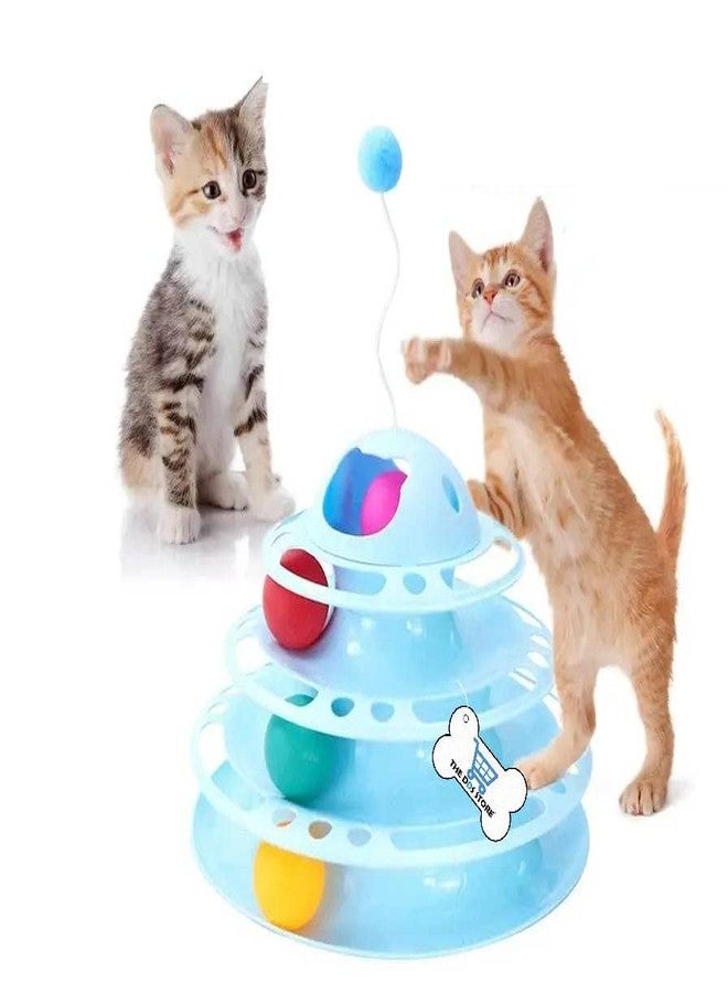 THE DDS STORE Cat Roller Toy Towers Tracks Roller for Indoor Cats with 4 Colorful Balls Interactive Multiple Kitten Fun Exercise Puzzle Toys Cat Teaser Stick- 1 Piece (Color May Vary) - Image 1